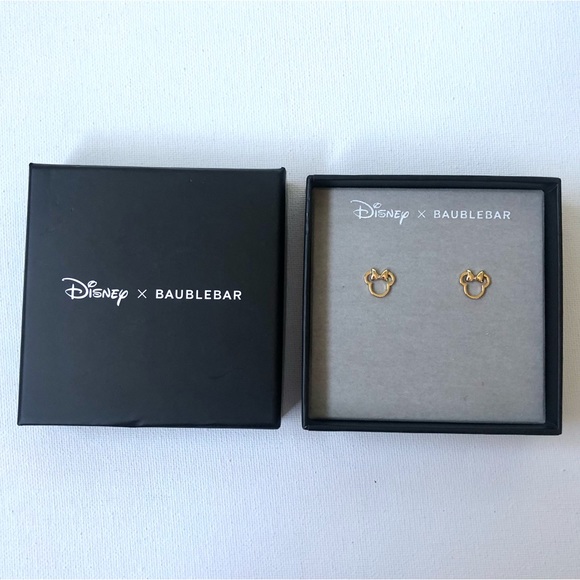 NEW Disney X BaubleBar Minnie Mouse Gold Outline Stud Earrings - Picture 3 of 4